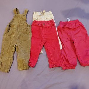 GUC Set of 4 Pants and Overalls 12-18 months